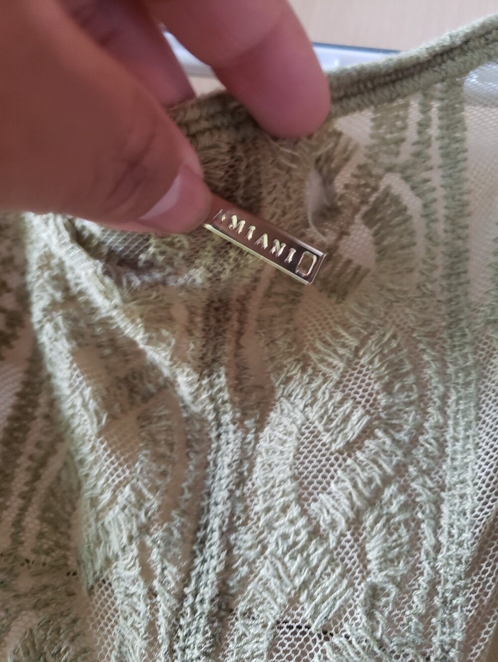 Olive Green Sheer Textured Swim Cover - Picture 7 of 7